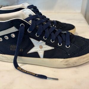 Golden Goose Mid Star Sneakers Navy/Silver size 42